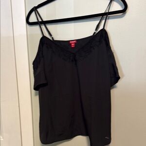 Guess Black Lace Camisole Off the Shoulder Top - med